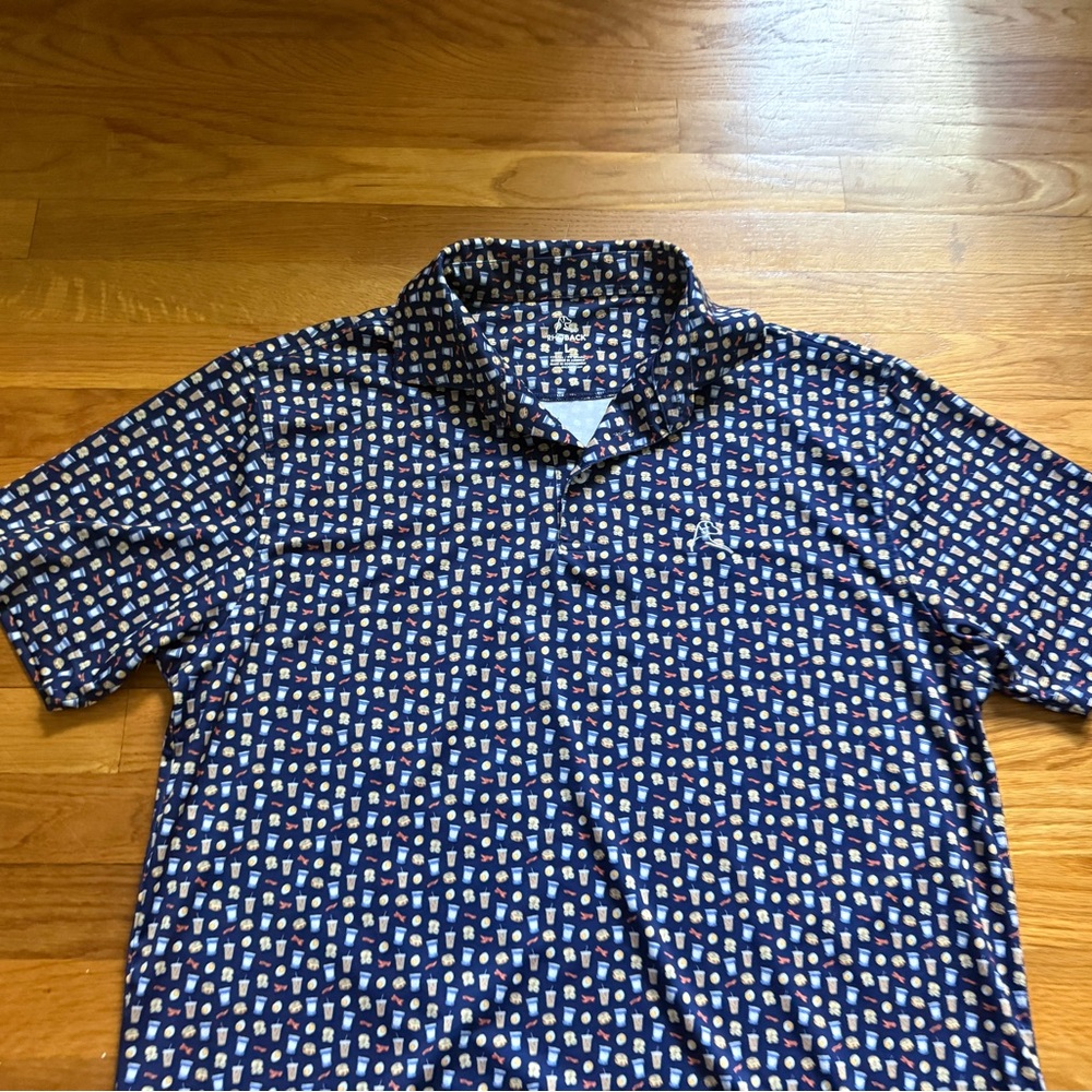 Rhoback Breakfast Performance Polo Shirt Men’s Large Navy Blue - Picture 3 of 7